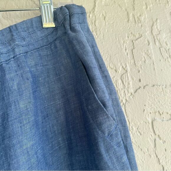 CHARTER CLUB Linen Pants Women 12 Pull On Wide Leg Stretch Waist Resort Beach - Picture 4 of 8